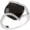 Black Black Onyx Ring in 14 Karat White Gold Onyx and 0.20 Carat Diamond Ring Size 4.25