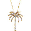 Genuine 14 Karat Yellow Gold 0.25 Carat Diamond Palm Tree 16 inch Necklace