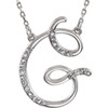 14 Karat White Gold Letter G 0.10 Carat  Diamond 17 inch Necklace