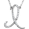 Genuine  14 Karat White Gold Letter I 0.12 Carat  Diamond 17 inch Necklace