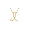 Genuine  14 Karat Yellow Gold Letter I 0.12 Carat  Diamond 17 inch Necklace