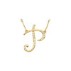 14 Karat Yellow Gold Letter P 0.10 Carat  Diamond 17 inch Necklace