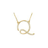 14 Karat Yellow Gold Letter Q 00.17 Carat  Diamond 17 inch Necklace