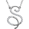 14 Karat White Gold Letter S 00.17 Carat  Diamond 17 inch Necklace