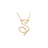 14 Karat Yellow Gold Letter S 00.17 Carat  Diamond 17 inch Necklace
