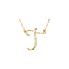 Genuine 14 Karat Yellow Gold Letter T 0.12 Carat  Diamond 17 inch Necklace