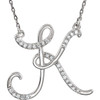 14 KT Rose Gold Letter E 0.10 Carat Diamond Initial 17 inch Necklace