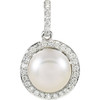 Shop 14 Karat White Gold Freshwater Pearl and 0.33 Carat Diamond Pendant