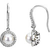 Shop 14 Karat White Gold Freshwater Pearl and 0.50 Carat Diamond Earrings