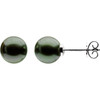 14K Palladium White 10mm Genuine Tahitian Pearl Earrings