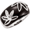 Onyx and Diamond Accented Floral Inspired Ring
