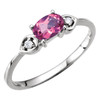 Oval  Pink Tourmaline and Diamond Accented 3-Stone Ring