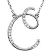 Sterling Silver Letter C 0.12 Carat  Diamond 16 inch Necklace