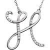 Sterling Silver Letter H 0.12 Carat  Diamond 16 inch Necklace