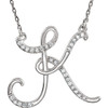 Sterling Silver Letter K 0.12 Carat  Diamond 16 inch Necklace