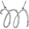 Sterling Silver Letter M 0.12 Carat  Diamond 16 inch Necklace