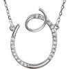 Sterling Silver Letter O 0.12 Carat  Diamond 16 inch Necklace