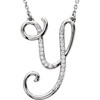 Sterling Silver Letter Y 0.12 Carat  Diamond 16 inch Necklace