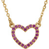14 Karat Yellow Gold Ruby Heart 16 inch Necklace