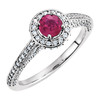 Platinum Ruby and 0.60 Carat Diamond Engagement Ring
