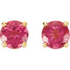 14 Karat Yellow Gold Pink Tourmaline Stud Earrings