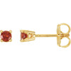 14 Karat Yellow Gold 3mm Round Mozambique Garnet Post Stud Earrings