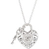 Genuine  Sterling Silver 00.17 Carat Diamond Heart 18 inch Necklace