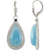 Sterling Silver Milky Aquamarine and Genuine Blue Sapphire Earrings