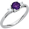 Genuine AAA Amethyst and Diamond Accented Ring