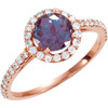 14 Karat Rose Gold Genuine Real Alexandrite and 0.40 Carat Diamond Ring