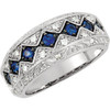 Natural Sapphire set in 14 Karat White Gold and 0.20 Carat Diamond Ring Size 5.5