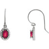 14 Karat White Gold Ruby & 0.20 Carat Diamond Earrings