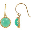 14 Karat Yellow Gold 10mm Chrysoprase Dangle Earrings