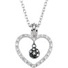 Buy Sterling Silver 00.17 Carat Black and White Diamond Heart 18 inch Necklace