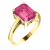 Pink Tourmaline in Best 14 Karat Yellow Gold 9x7mm Scroll Setting Ring Mounting