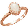 14 Karat Rose Gold Fire Opal Crown Ring