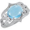 Sterling Silver Swiss Blue Topaz Granulated Design Ring