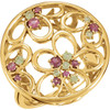 Buy 14 Karat Yellow Gold Pink Tourmaline and Peridot Floral Inspired Ring Size 7
