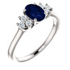 Buy 14 Karat White Gold Blue Sapphire  and 0.20 Carat Diamond Ring