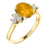 14 Karat Yellow Gold Citrine and 0.25 Carat Diamond Ring