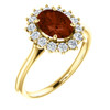 14 Karat Yellow Gold Mozambique Garnet and 0.40 Carat Diamond Ring