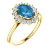 14 Karat Yellow Gold Swiss Blue Topaz and 0.40 Carat Diamond Ring