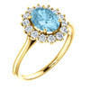 14 Karat Yellow Gold Aquamarine & 0.40 Carat Diamond Ring