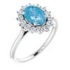 Blue Topaz in Platinum Swiss  Blue Topaz and 0.37 Carat Diamond Ring