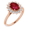 Lab Ruby 14 Karat Rose Gold Lab Ruby and 0.37 Carat Diamond Ring