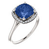 Lab Blue Sapphire set in 14 Karat White Gold Created Sapphire and 0.17 Carat Diamond Ring