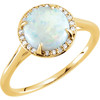 14 Karat Yellow Gold Fire Opal and .05 Carat Diamond Ring