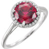 Buy 14 Karat White Gold Lab Ruby Gem and .05Carat Diamond Ring