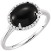 14 Karat White Gold Onyx and .06 Carat Diamond Ring