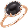 14 Karat Rose Gold Onyx and .06 Carat Diamond Ring